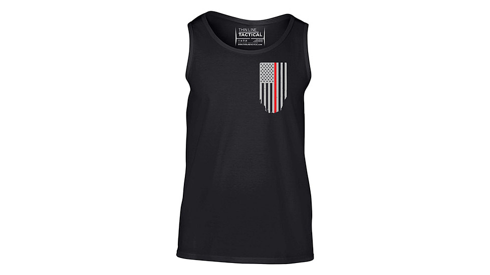 Thin Blue Line Tank - Thin Red Line American Flag - Honor &amp; Respect, Black - TRL-TANK-BLACK-L