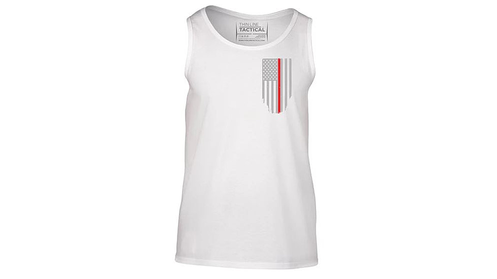 Thin Blue Line Tank - Thin Red Line American Flag - Honor &amp; Respect, White - TRL-TANK-WHITE-XXL