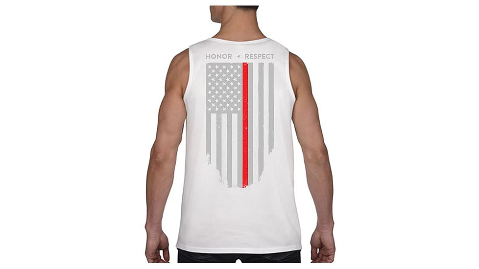 Thin Blue Line Tank - Thin Red Line American Flag - Honor &amp; Respect, White - TRL-TANK-WHITE-XXL