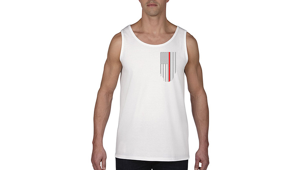 Thin Blue Line Tank - Thin Red Line American Flag - Honor &amp; Respect, White - TRL-TANK-WHITE-L
