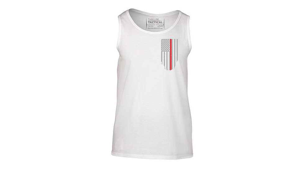Thin Blue Line Tank - Thin Red Line American Flag - Honor &amp; Respect, White - TRL-TANK-WHITE-L