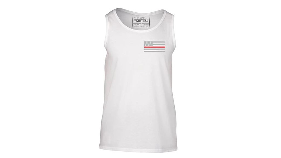 Thin Blue Line Tank - Thin Red Line American Flag, White - RFLG-TANK-SMALL-LOGO-WHITE-XXL