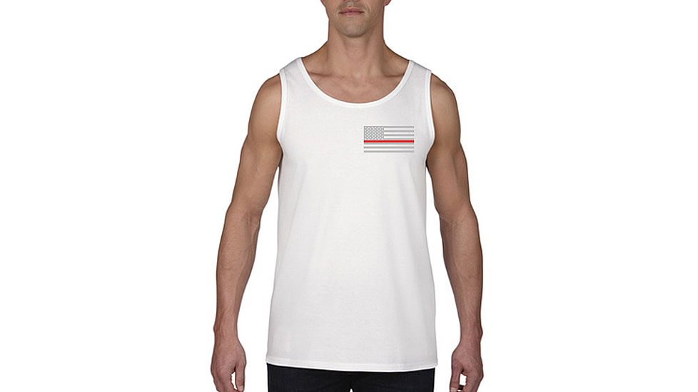 Thin Blue Line Tank - Thin Red Line American Flag, White - RFLG-TANK-SMALL-LOGO-WHITE-LARGE