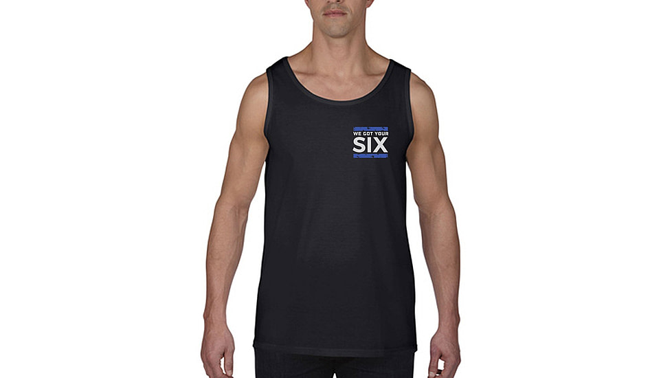 Thin Blue Line Tank - We Got Your 6ix, Black - 6IX-TANK-BLACK-L