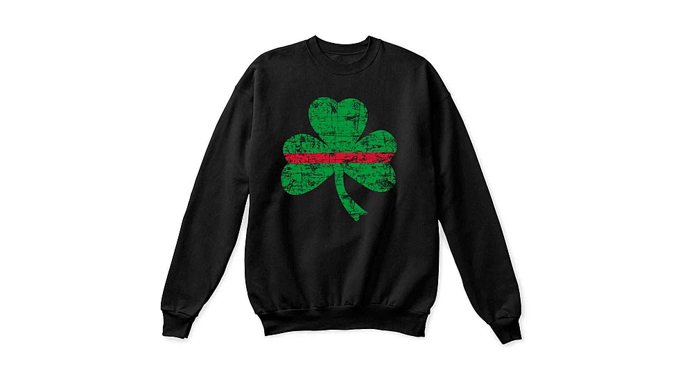 Thin Blue Line Thin Red Line Crewneck, Shamrock, Black - STPAT-TRL-CREW-BLACK-XXXL