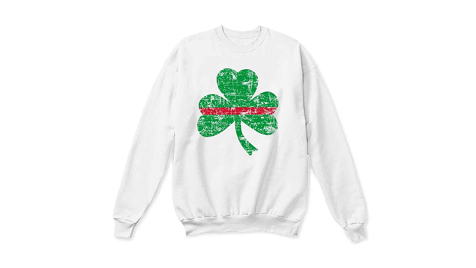 Thin Blue Line Thin Red Line Crewneck, Shamrock, White - STPAT-TRL-CREW-WHITE-XXXL