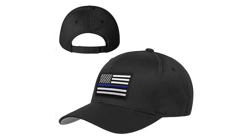 Thin Blue Line Velcro Hat - American Flag, Black, Thin Blue Line - HAT-TBLAM-VELCRO-BLACK