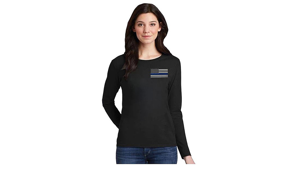 Thin Blue Line Women's Long Sleeve - Small Logo - WOM-LS-SMALL-LOGO-TBL-XXL