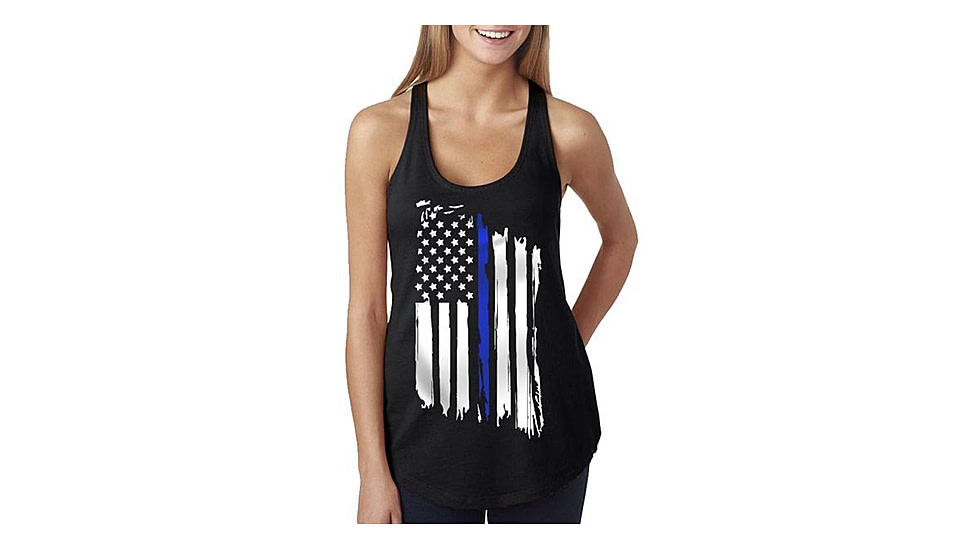 Thin Blue Line Flag Racerback Tank - Womens, Black, Extra Large, WOM-TBLT-XL