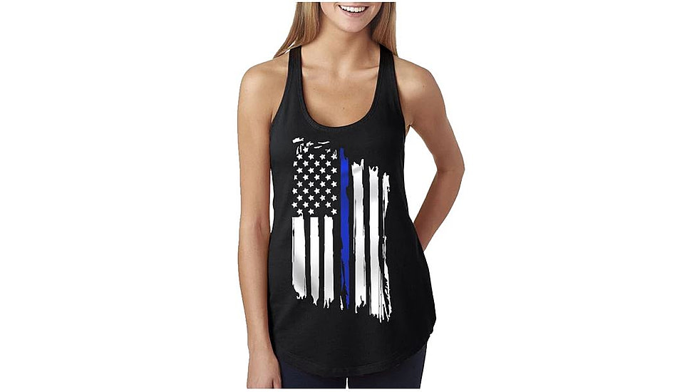 Thin Blue Line Women's Racerback Tank - Flag - WOM-TBLT-XXL