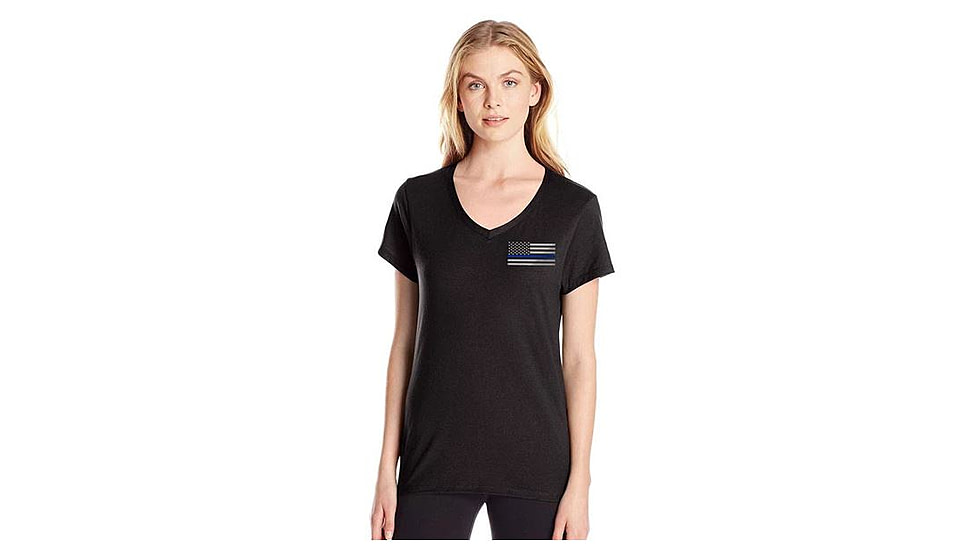 Thin Blue Line Women's V-neck - Small Logo, - TBL-WOMEN-VNECK-XXL