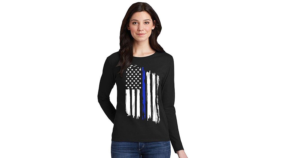 Thin Blue Line Womens Long Sleeve - American - WOM-LS-TBLA-MEDIUM