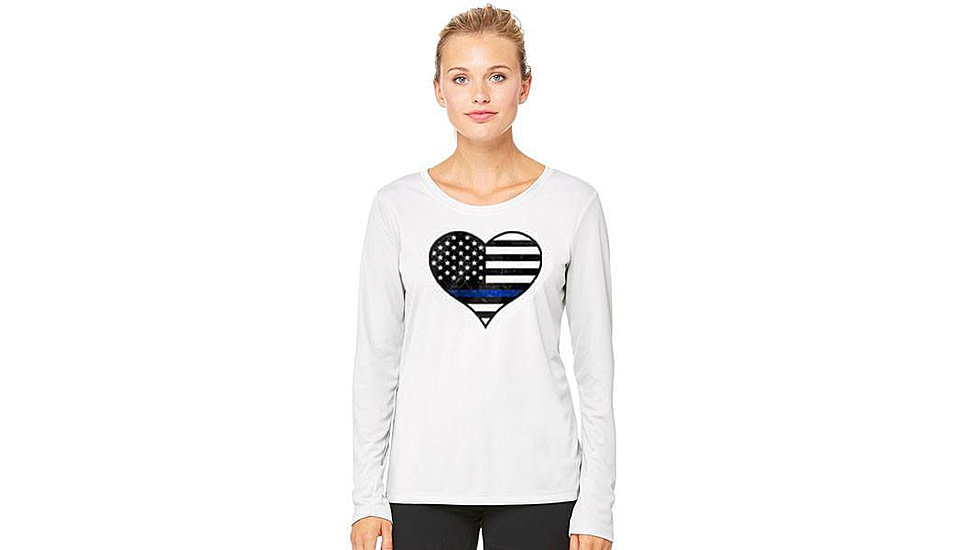 Thin Blue Line Womens Long Sleeve - Heart - WOM-LS-HEART-LARGE