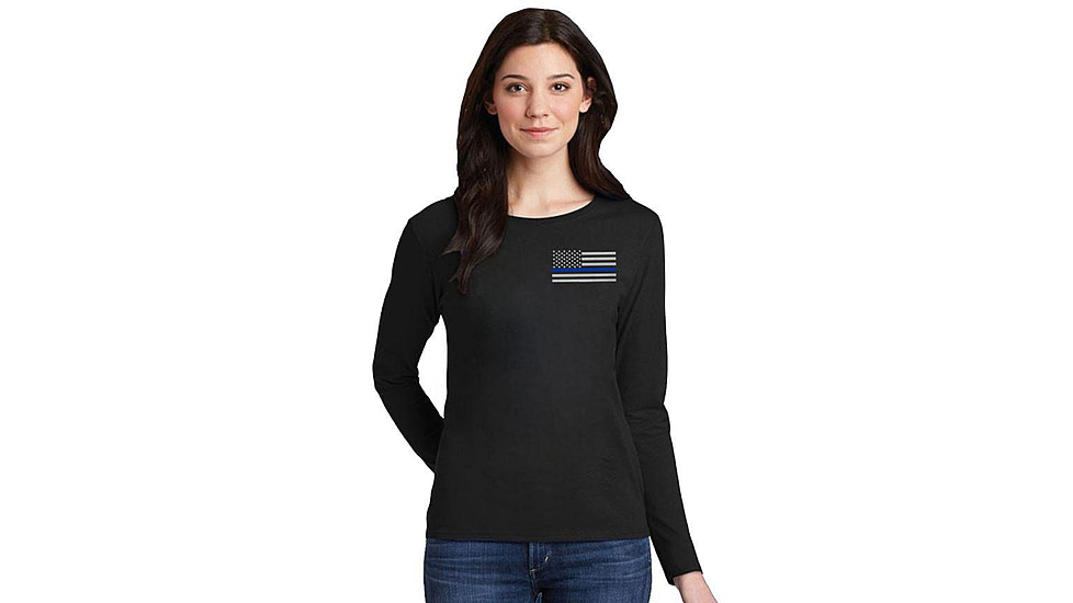 Thin Blue Line Womens Long Sleeve - Small Logo - WOM-LS-SMALL-LOGO-TBL-LARGE