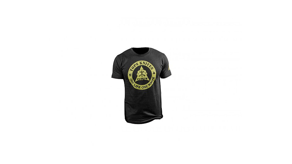 Tops Knives One Life Logo Cotton/Polyester Tee, Black Heather, 2XL, TS-1LBLK-2XL