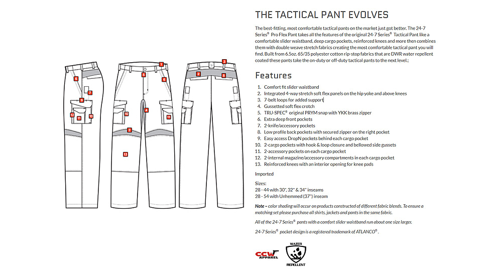TRU-SPEC Rip-Stop Classic Unhemmed Pants - Mens, Lapd Blue, Waist 54, Unhemmed, 1469095