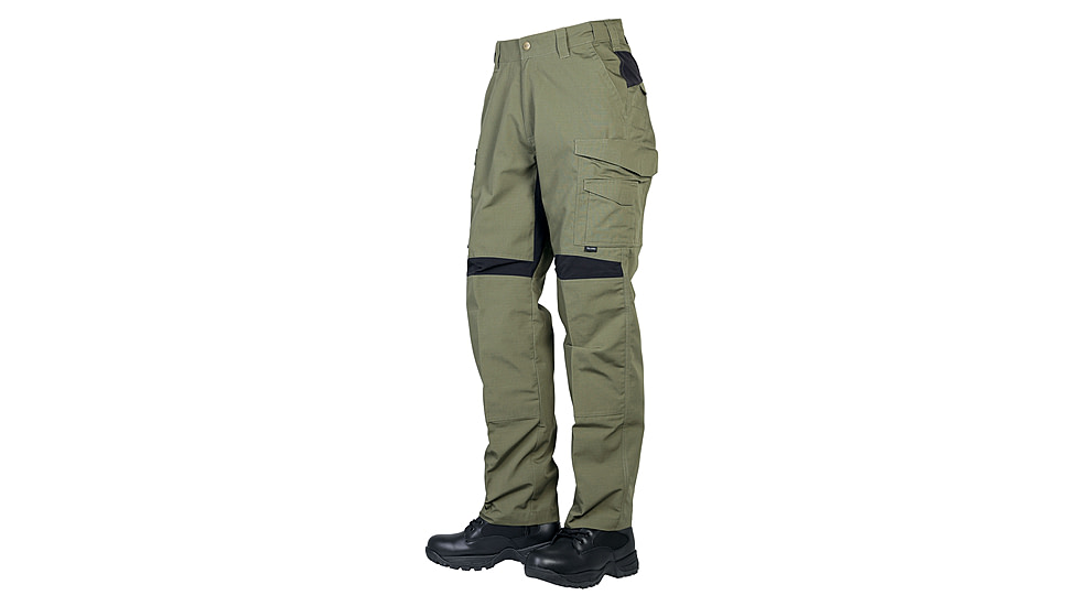 TRU-SPEC Rip-Stop Pro Flex Unhemmed Pants - Mens, Range Green/ Black, Waist 38, Unhemmed, 1487087