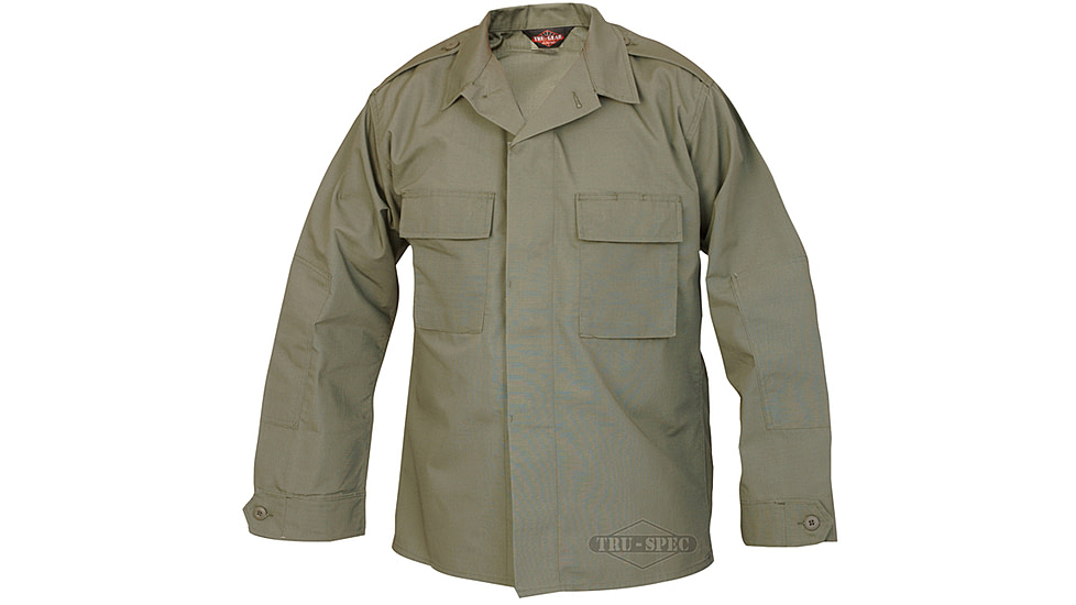 Tru-Spec Tactical Shirt, TRU OD Green PC RS LS, Extra Small Reg. 1379002