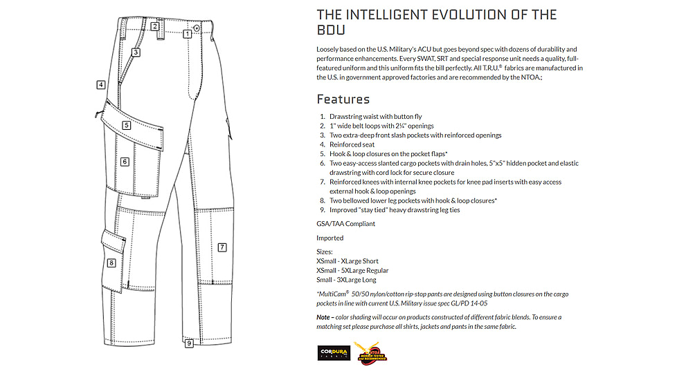 Tru-Spec Tactical Response Pants - Mens, NYCO Rip, Woodland, Small, Regular 1275003