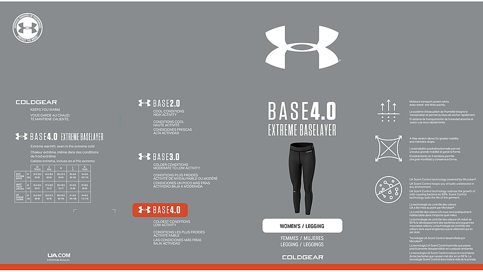 Under Armour ColdGear 4.0 Legging - Women's, Extra Small, Black, 1343323001XS