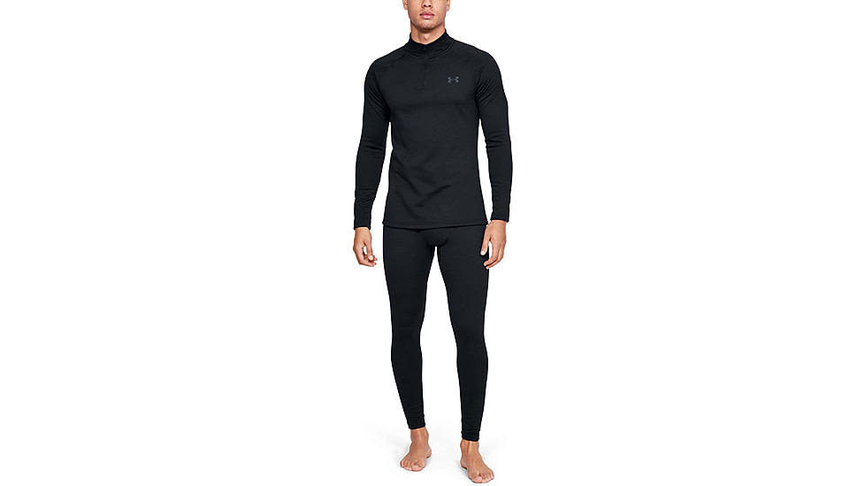 Under Armour ColdGear Base 4.0 1/4 Zip Long Sleeve Top - Mens, Black, 2X-Large, 13432420012X