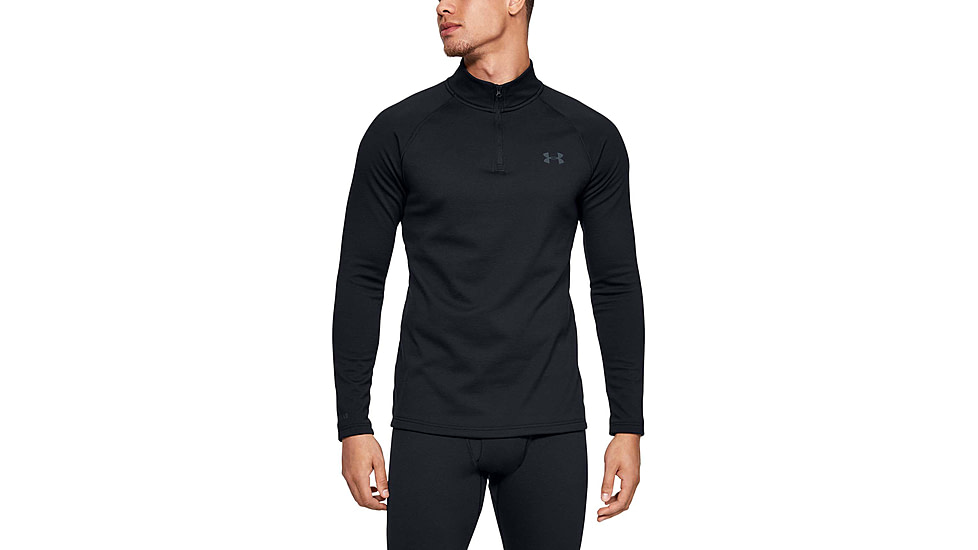 Under Armour ColdGear Base 4.0 1/4 Zip Long Sleeve Top - Mens, Black, 2X-Large, 13432420012X