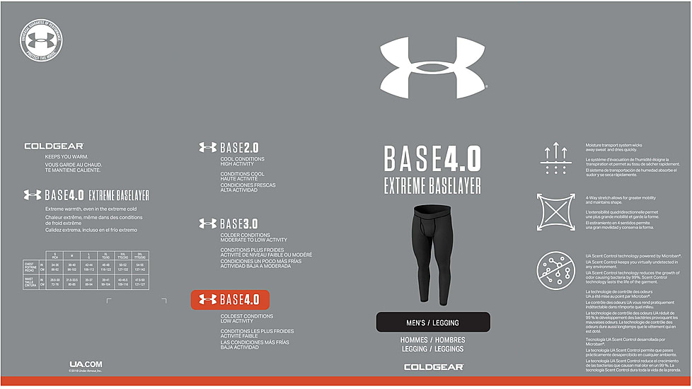 Under Armour ColdGear Base 4.0 Legging - Men's, 2XL, Black, 13432450012X