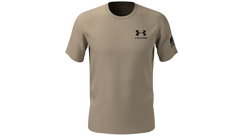 Under Armour New Freedom Flag T-Shirt - Mens, Desert Sand / Black, Large, 1370810290LG