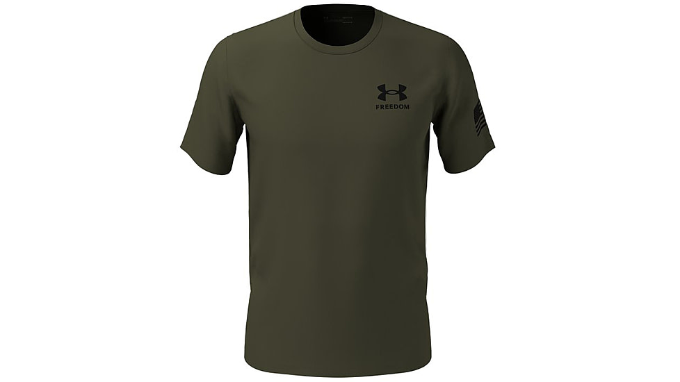 Under Armour New Freedom Flag T-Shirt - Mens, Marine OD Green / Black, 2XL, 13708103912X