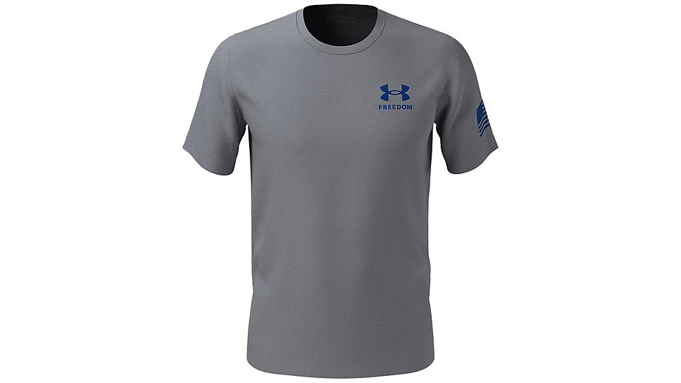 Under Armour New Freedom Flag T-Shirt - Mens, Steel Medium Heather / Royal, 2XL, 13708100362X