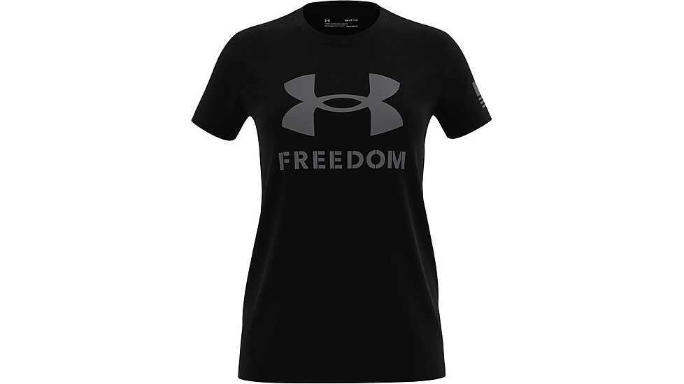 Under Armour New Freedom Logo T-Shirt - Womens, Black / Graphite, Small, 1370815001SM