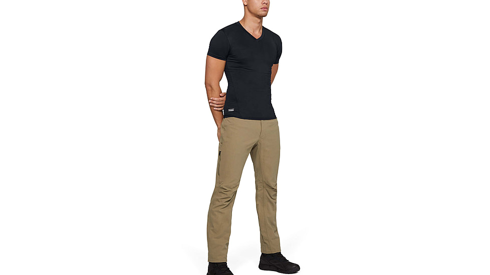 Under Armour Tactical HeatGear Compression V-Neck T-Shirt - Mens, Black, Large, 1216010001LG