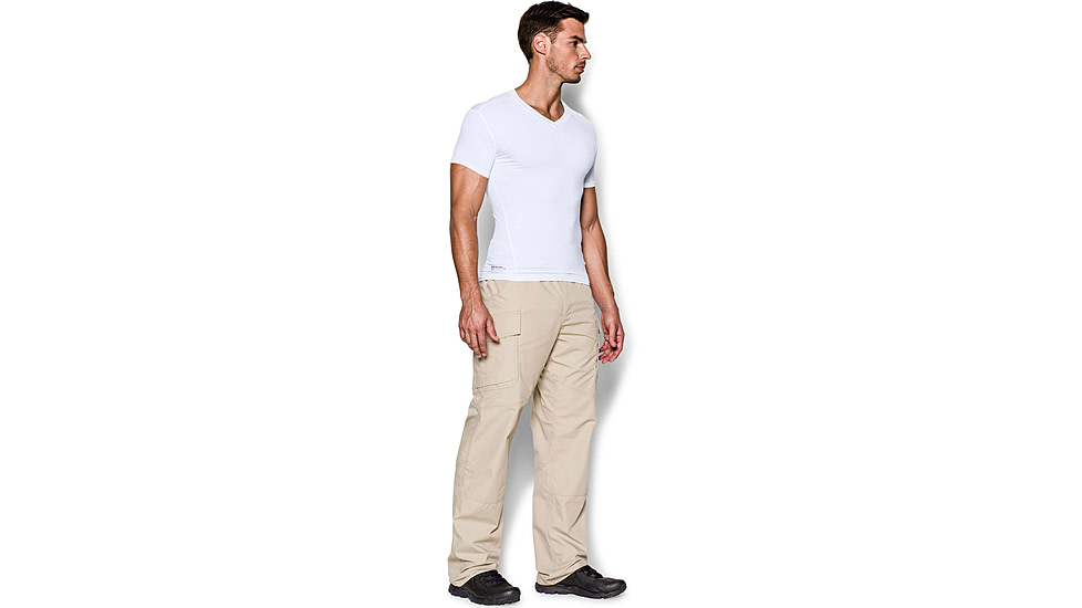 Under Armour Tactical HeatGear Compression V-Neck T-Shirt - Mens, White, 3X-Large, 12160101003X