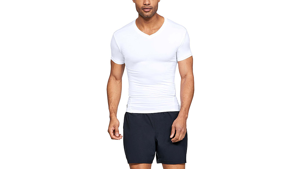 Under Armour Tactical HeatGear Compression V-Neck T-Shirt - Mens, White, 3X-Large, 12160101003X
