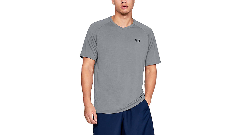 Under Armour UA Tech 2.0 V-Neck T-Shirt - Mens, Steel, X-Large, 1328190035XL