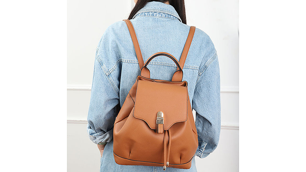 VISM BW2338 PU Daypack, Brown, BW2338BR