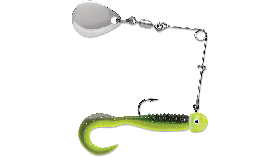 VMC Curl Tail Spinnerbait, Black Chartreuse Glow, 1/16oz, CTS116BLKCHG