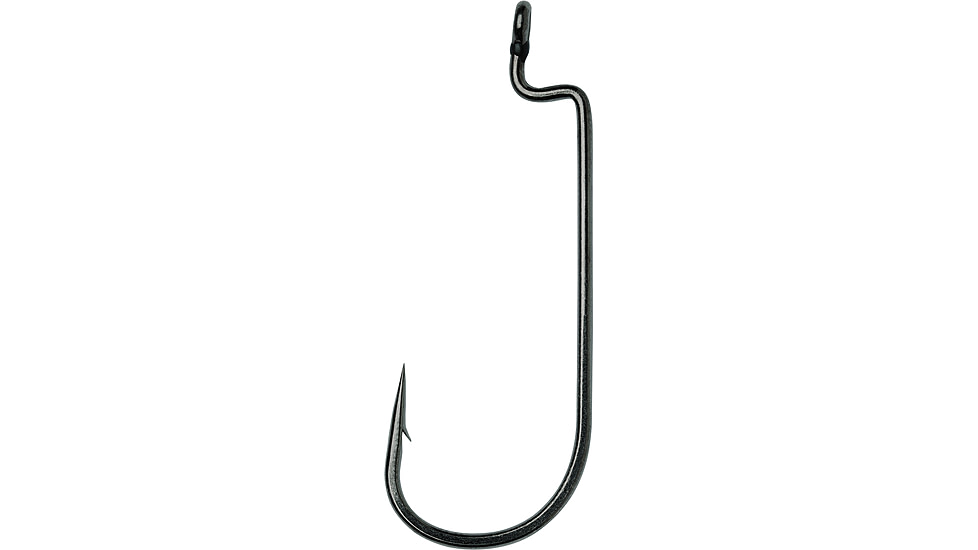 VMC Heavy Duty Worm Hook, Offset, Resin Closed Eye, Black Nickel, Size 5/0, 5 Per Pack, HDWM#5/0BNPP