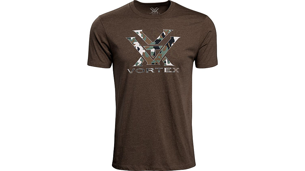Vortex Camo Logo Short Sleeve T-Shirt - Mens, Brown Heather, Small, 120-15-BRHS