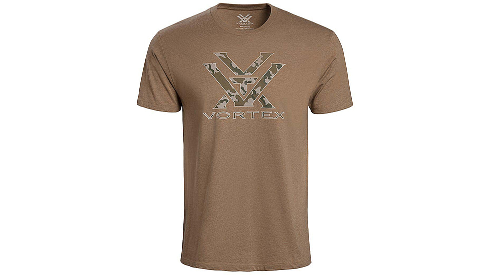 Vortex Camo Logo Short Sleeve T-Shirts - Mens, Coyote Heather, M, 120-15-CHEM