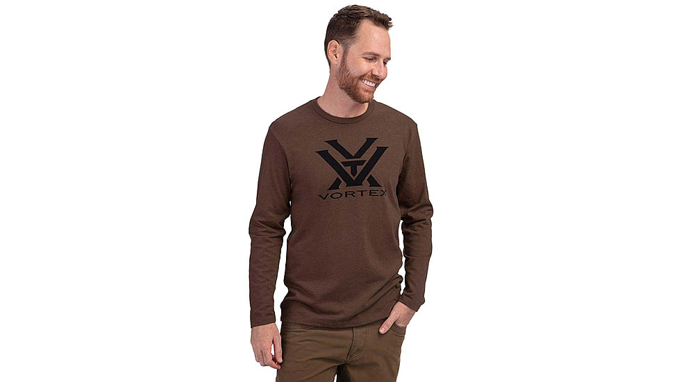 Vortex Core Logo LS T-Shirt - Mens, Brown Heather, S, 221-02-BRHS