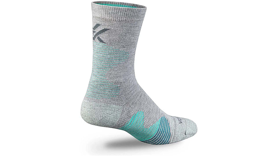 Vortex Pursuit Trail Crew Active Sock - Womens, Grey Heather/Aqua, L, 122-36-GHAL