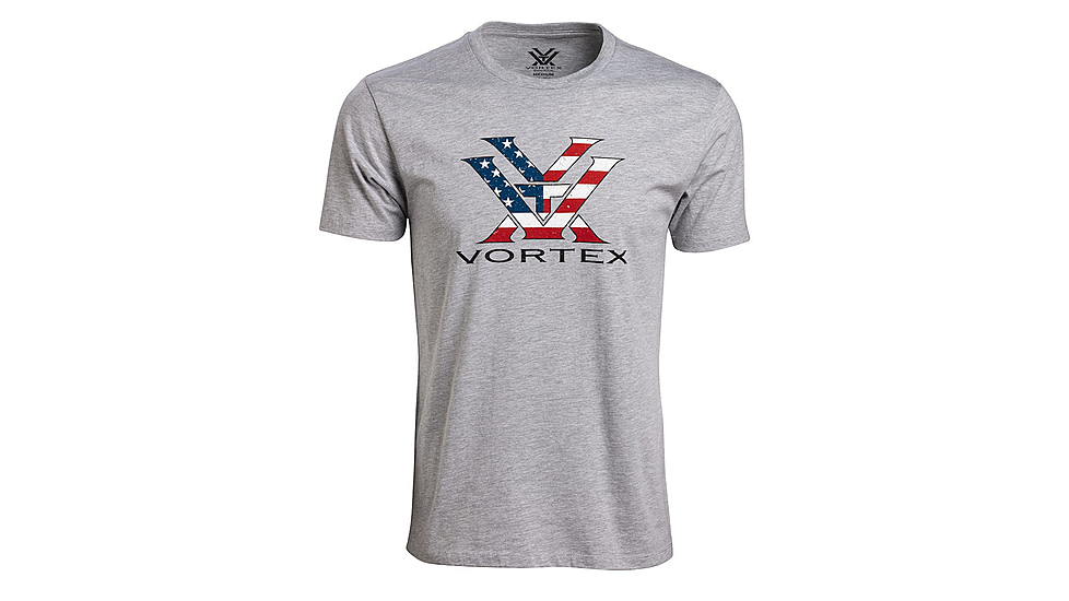 Vortex Stars and Stripes Short Sleeve T-Shirt - Mens, Heather Grey, Small, 121-13-GHTS