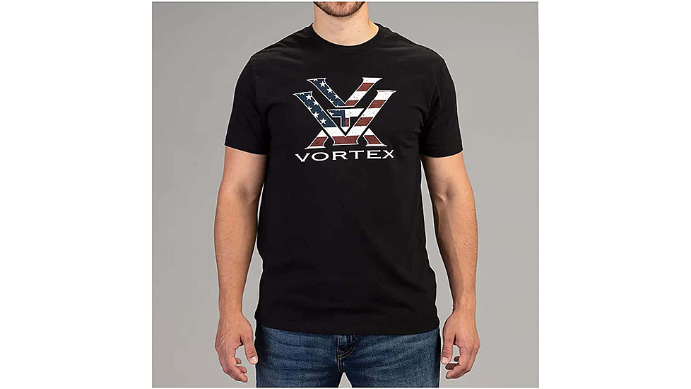 Vortex Stars and Stripes Short Sleeve T-Shirts - Mens, Black, 2XL, 121-13-BLK2X
