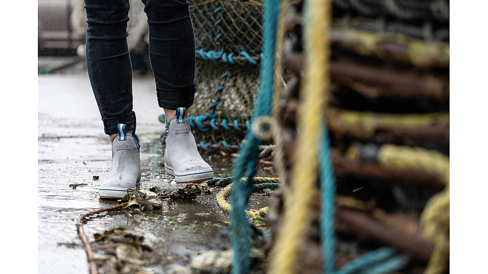 Xtratuf Leather 6 in Ankle Deck Boot - Womens, Gray/Isa Dolphin/Blue Mirage/Waveprint, 6, XWAL-1BG-GRY-060