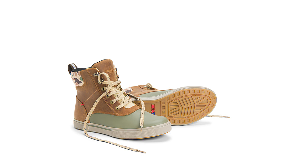 Xtratuf Leather Ankle Deck Boot Lace Shoe - Mens, Cathay Spice/Burnt Olive/Duck Camo, 9, LAL-700-ORG-090