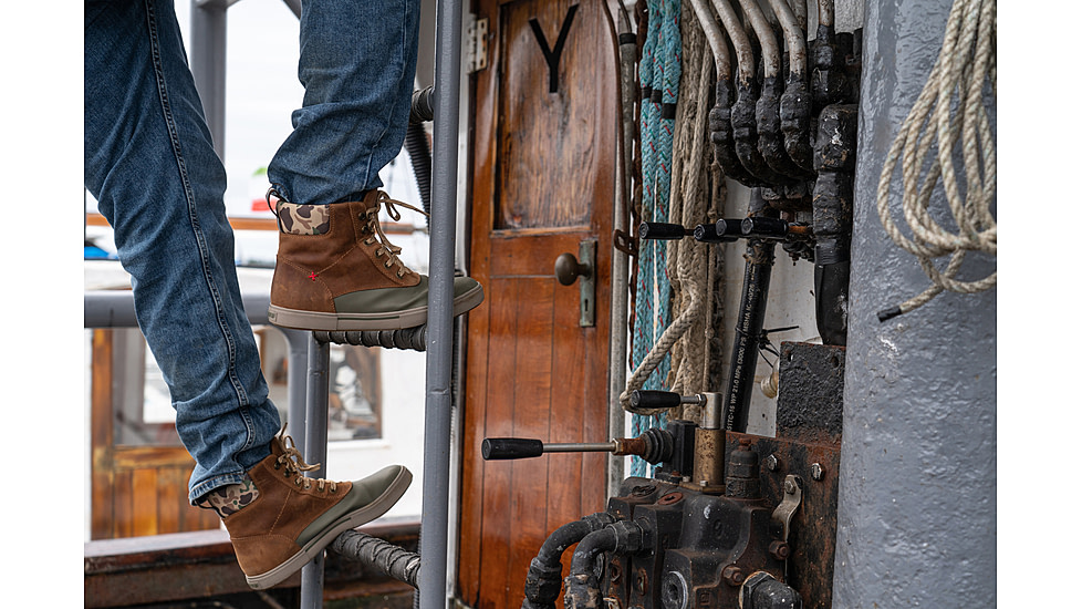 Xtratuf Leather Ankle Deck Boot Lace Shoe - Mens, Cathay Spice/Burnt Olive/Duck Camo, 9, LAL-700-ORG-090