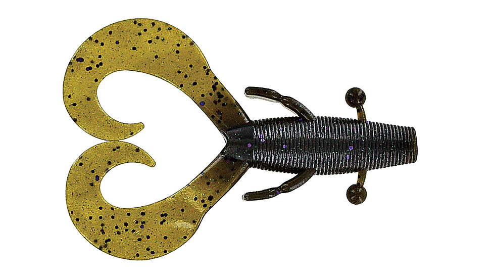 Yamamoto Baits Cowboy Creature Bait, 4in, 7pk, Dark Pumpkin w/Purple Black Emerald Flake, 136-07-358