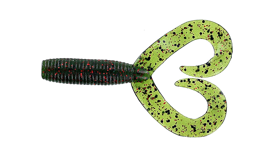 Yamamoto Baits Double Tail Grub 4in, 20pk, Watermelon with Large Black &amp; Small Red, 15-20-208