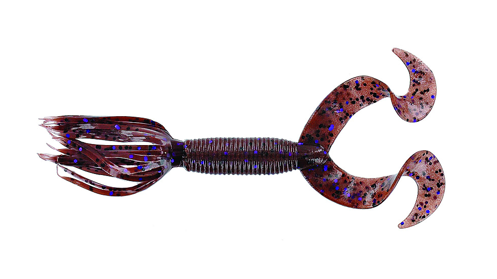 Yamamoto Baits Double Tail Hula Grub, 5in, 10pk, Cinnamon Brown with Large Black &amp; Large Purple Body, 97-10-221